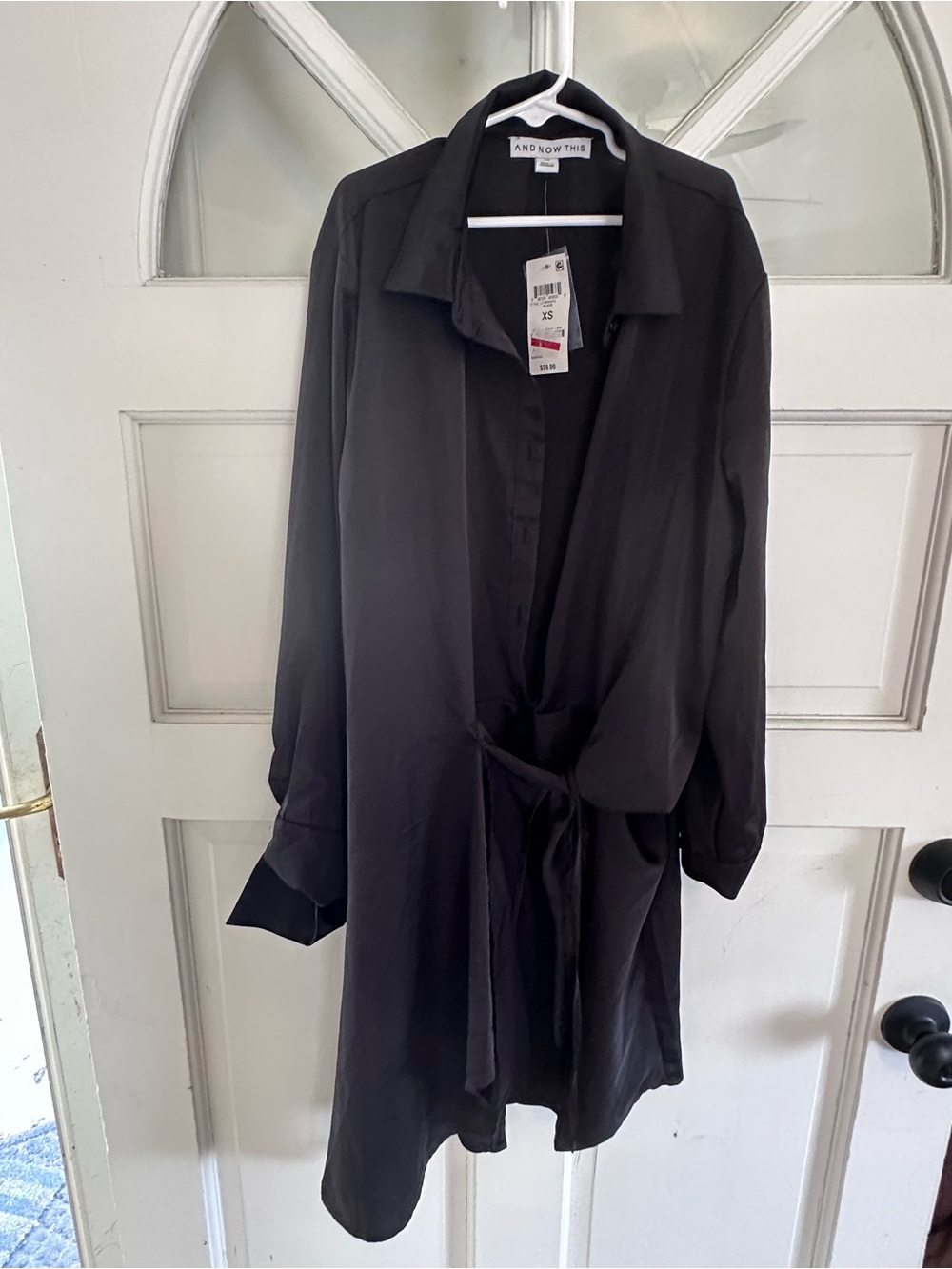And Now This Black Tie-Waist Shirt Dress